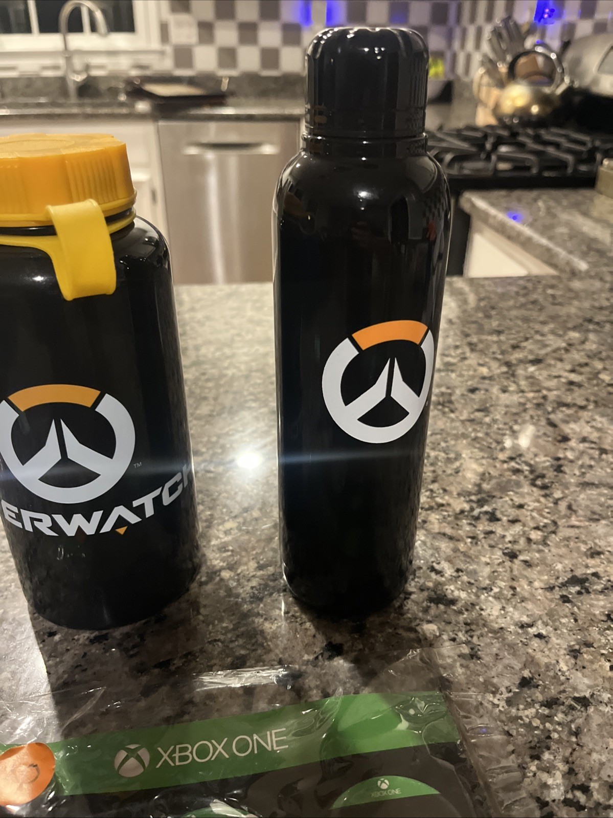 Overwatch Water Bottles (2 & Never Used) & Promotional Buttons Rare Promo Items