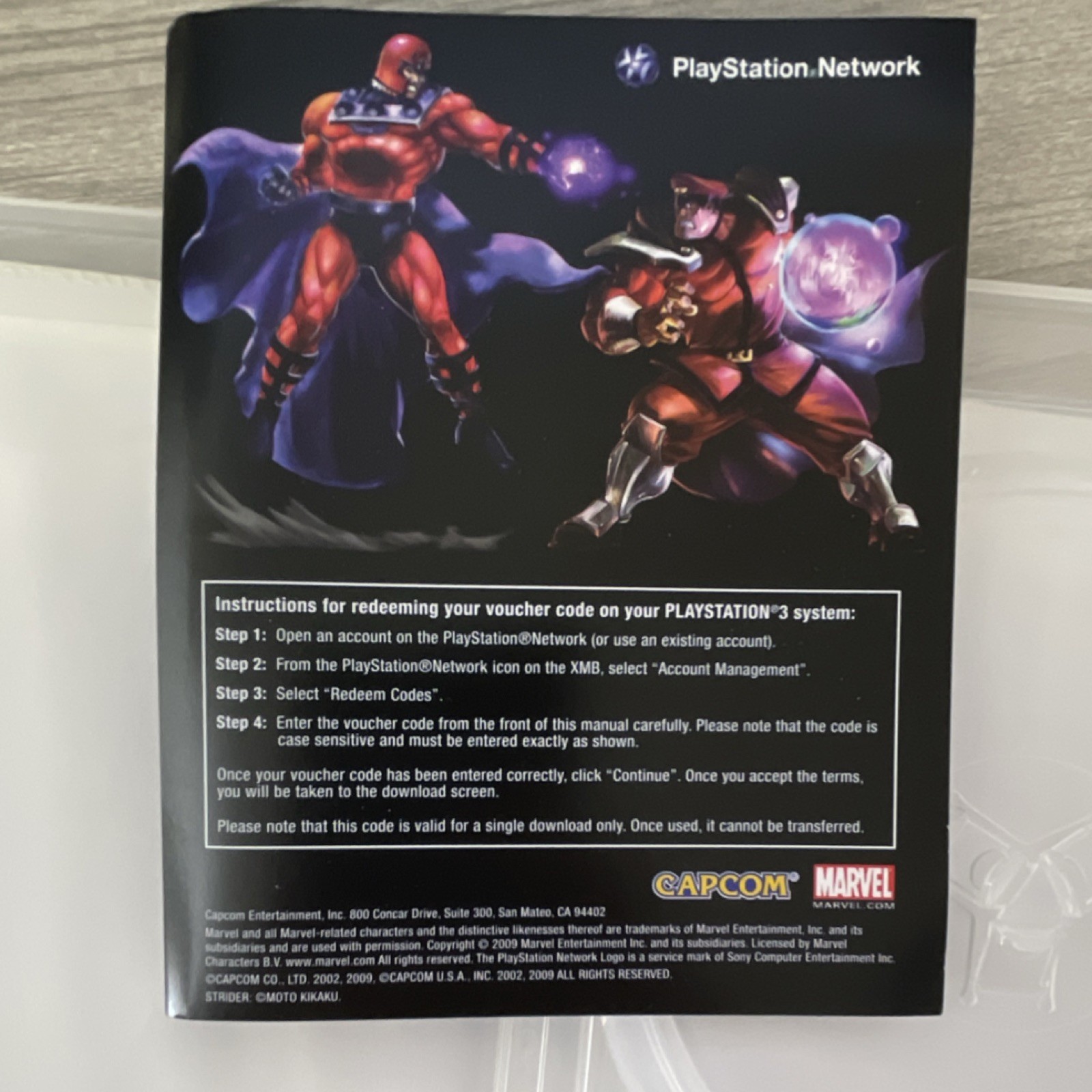 Capcom Marvel vs. Capcom 2 PlayStation 3 Case Insert w/expired Untested code