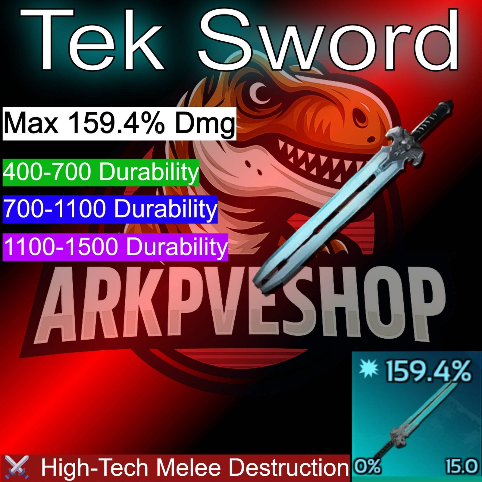 ASA PVE 🦖ARK Survival Ascended Tek Sword Crafted Three Variants Durability