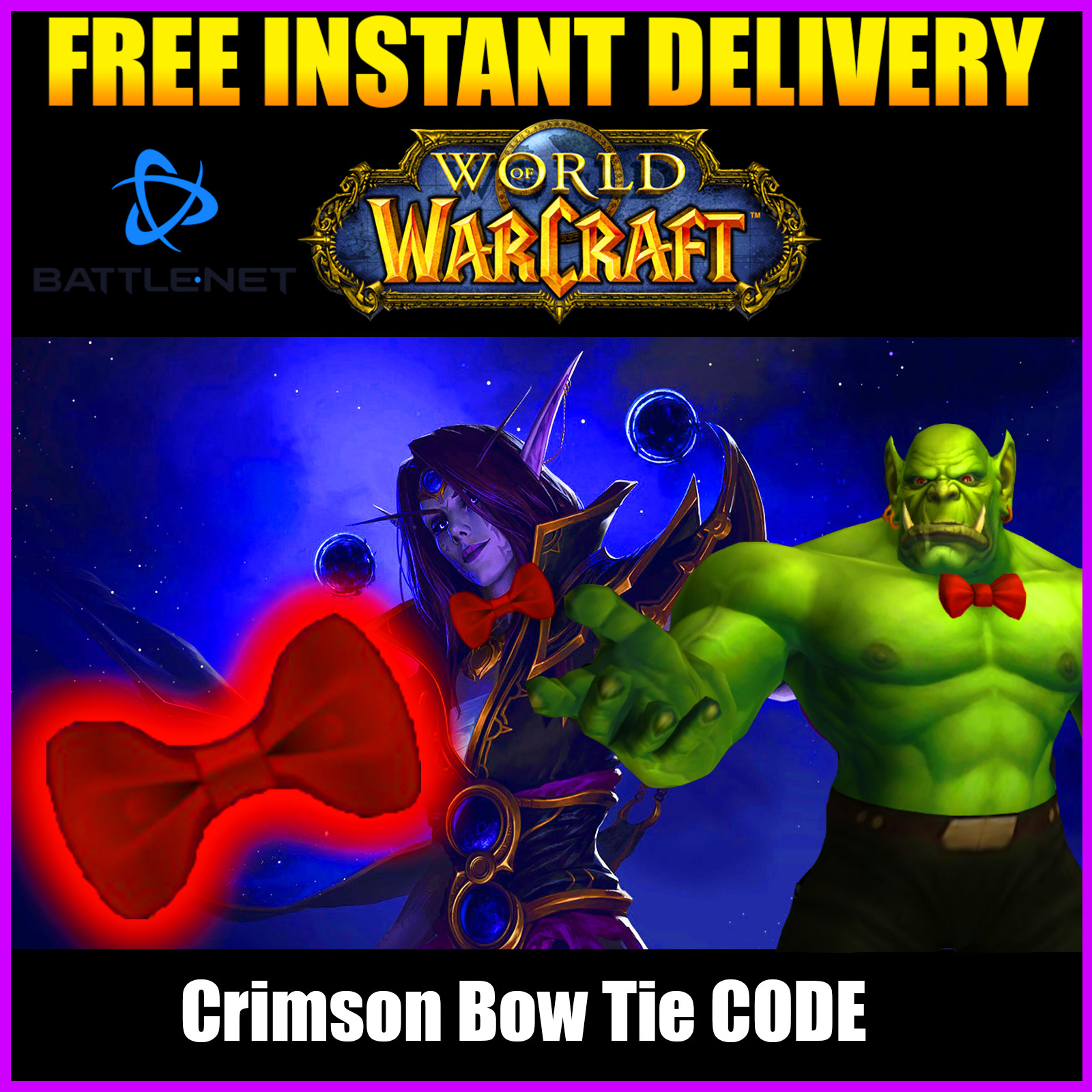 World of Warcraft – Crimson Bow Tie 🎀 – WoW Loot TCG Item Pringles CODE 🔥 RARE
