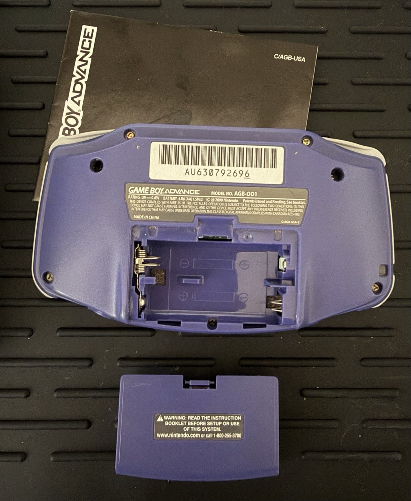 Nintendo Game Boy Advance (GBA All Original) Indigo Purple w/Original Box! Works