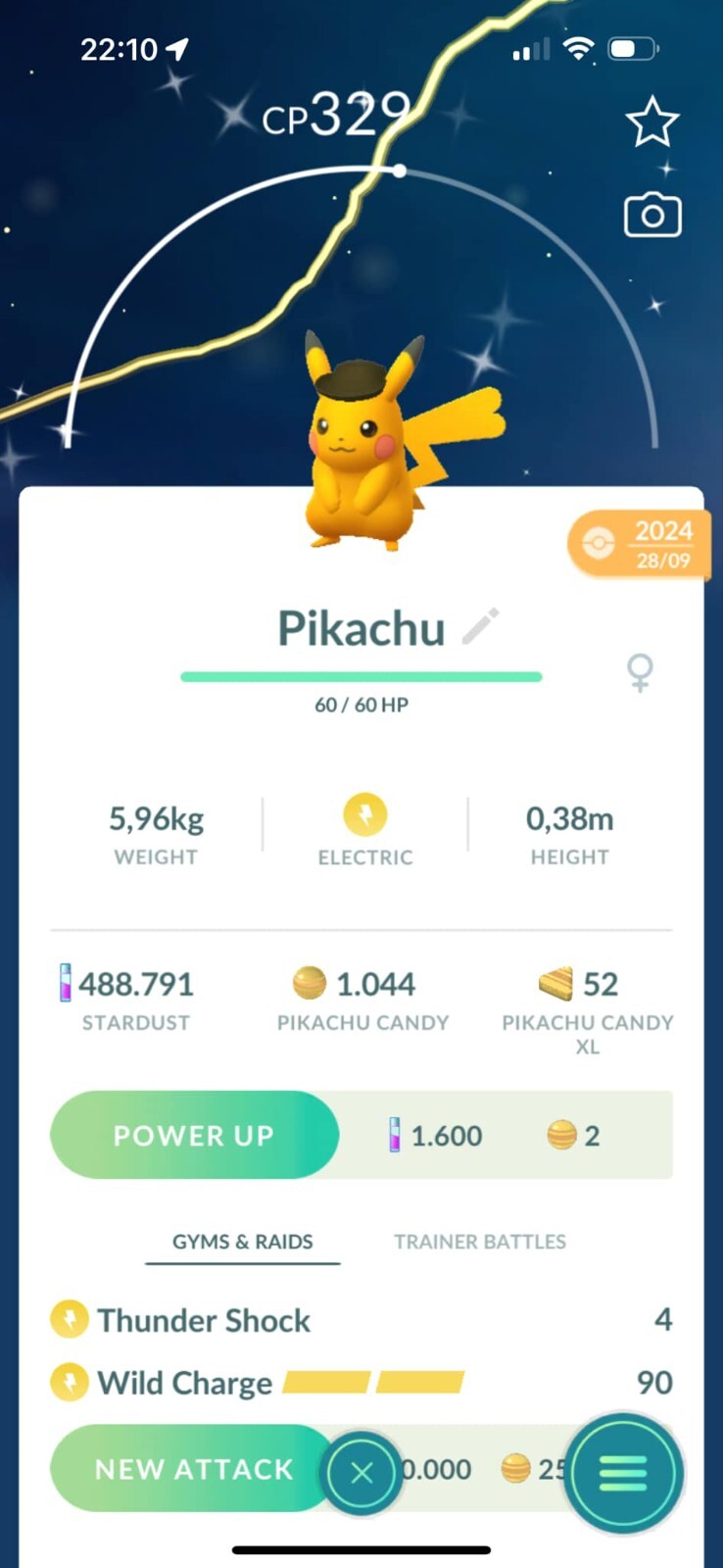 Shiny Pikachu with Black Hat – Trade – 20kStardust – Description