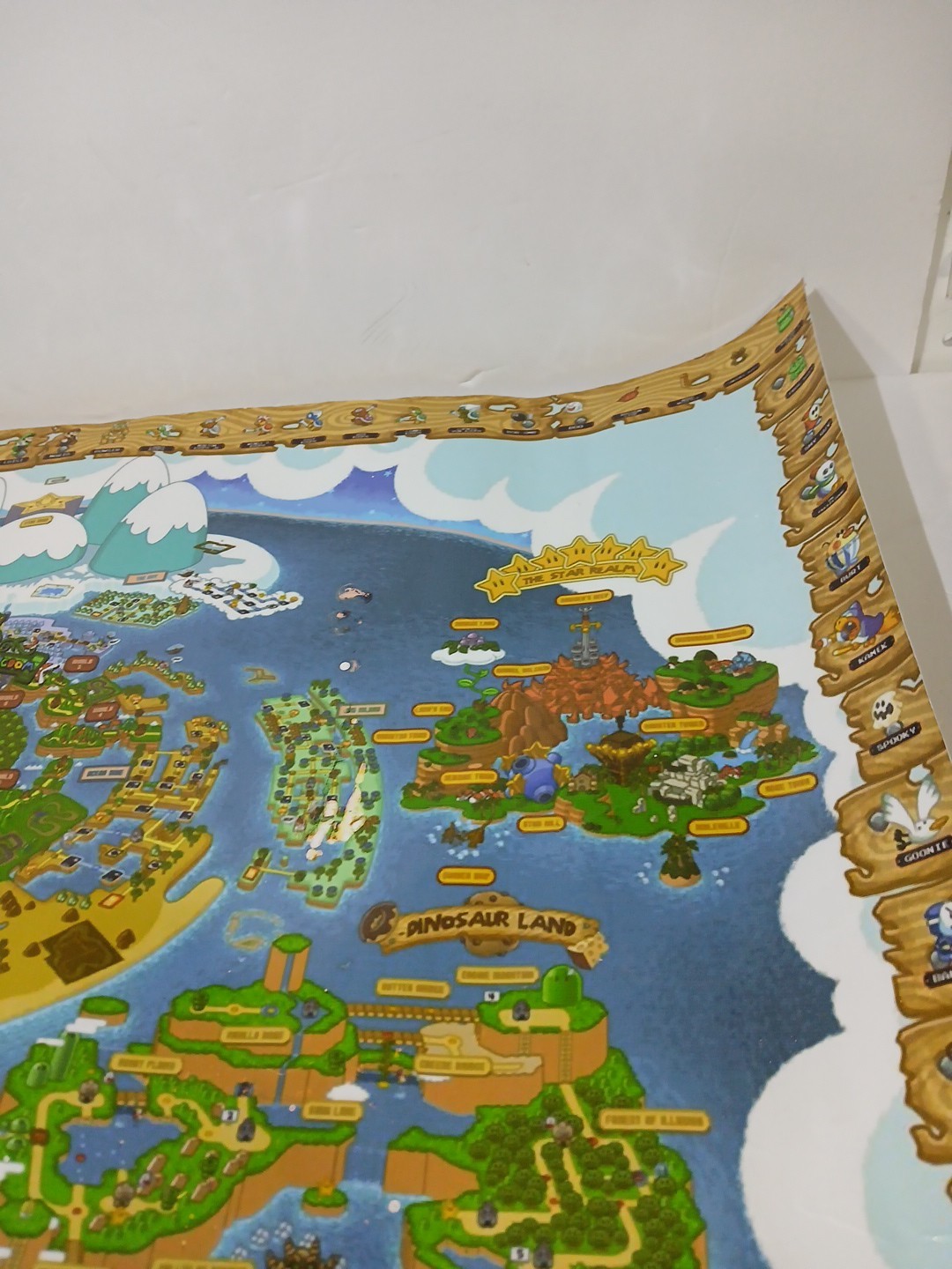 Vintage SUPER MARIO WORLD Yoshi’s Island Nintendo Map Poster 24×16 Glossy