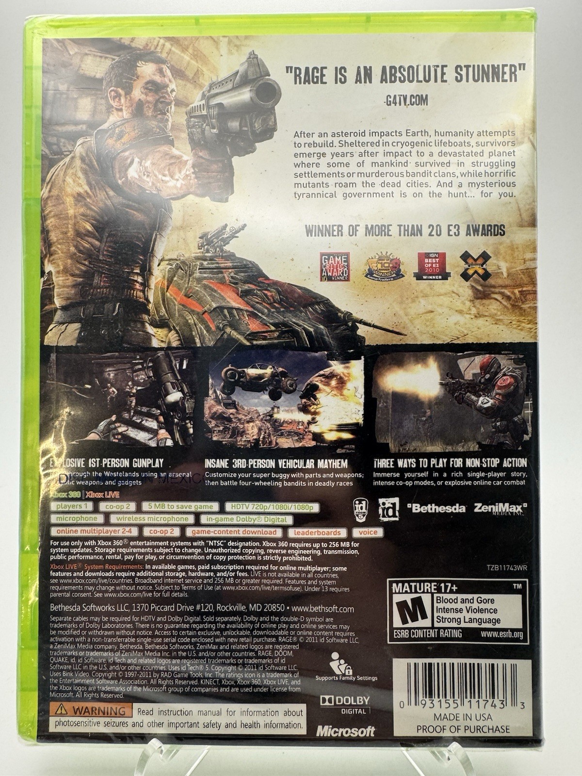 Rage (Microsoft Xbox 360, 2011) CIB | New | Factory Sealed
