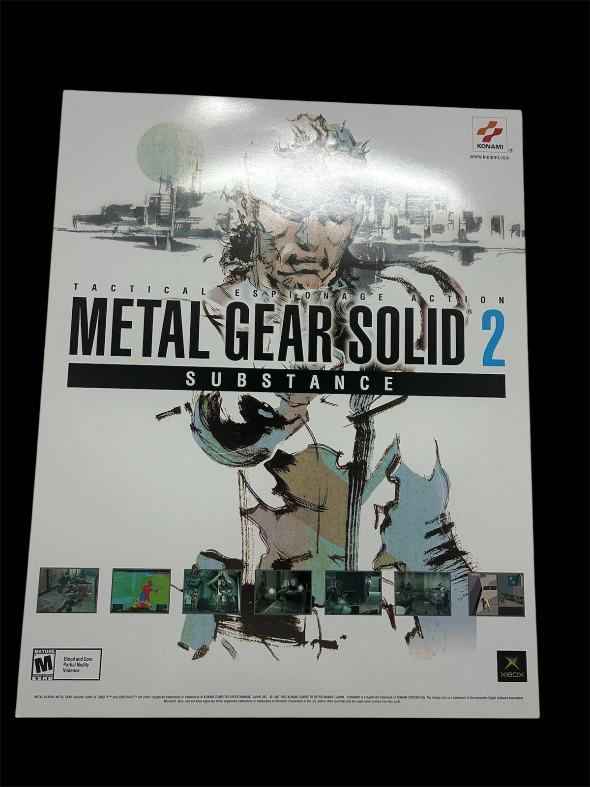 Metal Gear Solid 2 Substance XBOX360Promo Poster 22″x28″ Store Display 2002 Rare