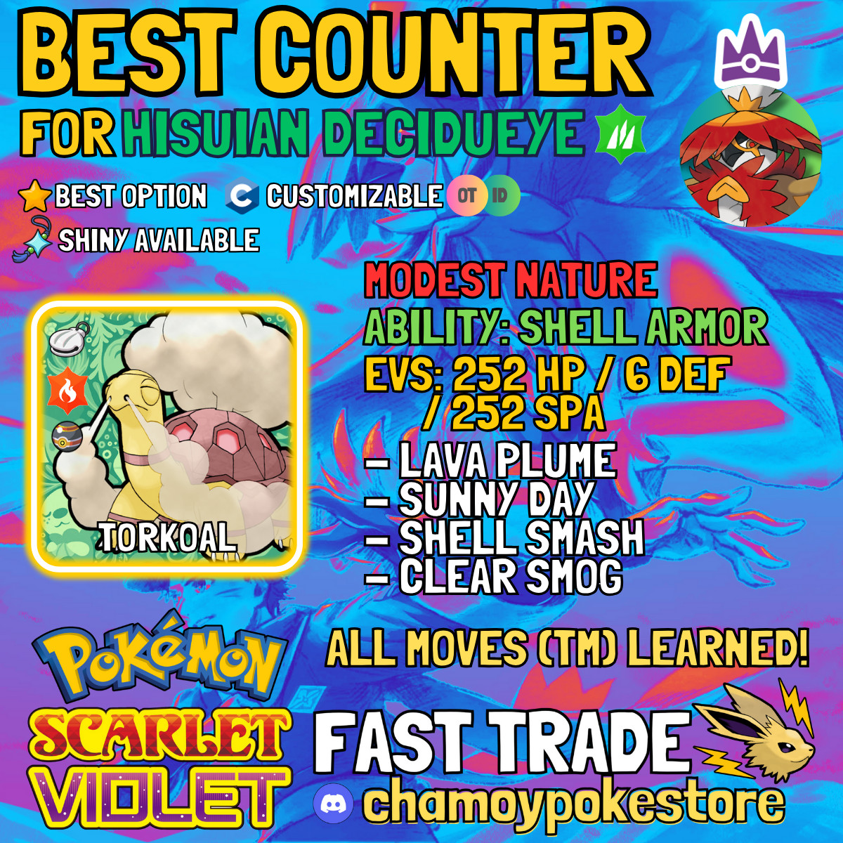 HISUIAN DECIDUEYE Tera Raid Counters ⚡ 6IV BUNDLE ⚡ Pokemon SCARLET and VIOLET