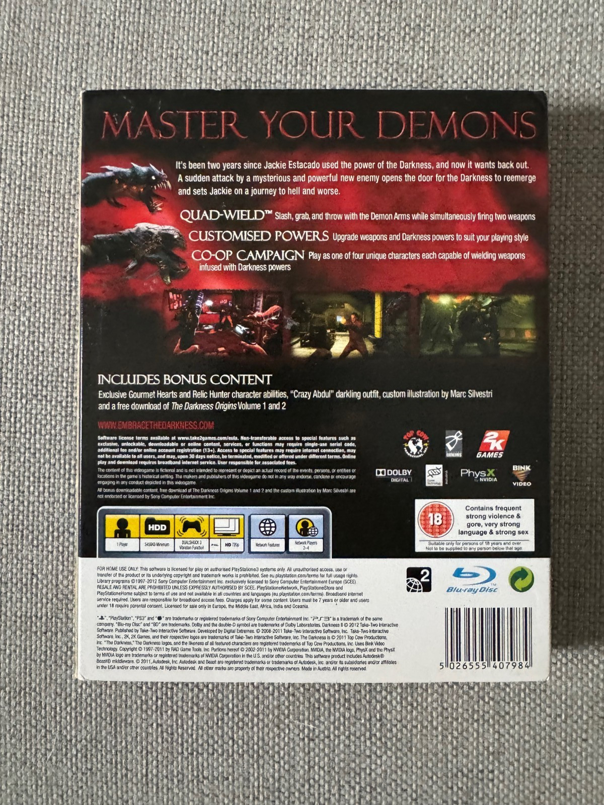 ps3 The Darkness II 2 Limited Edition Steel Slipcover (REGION FREE) RARE