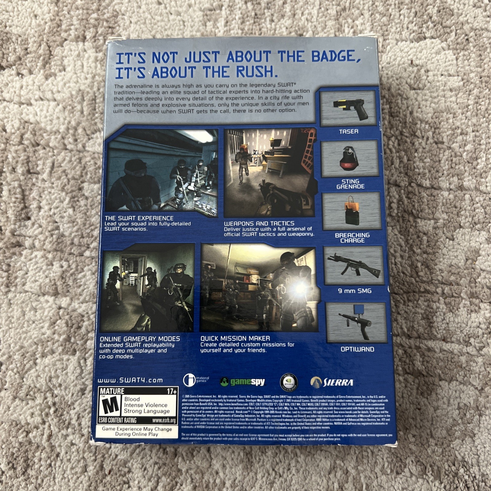 Sierra SWAT 4 PC Game Special Weapons and Tactics Tactical Shooter Police M