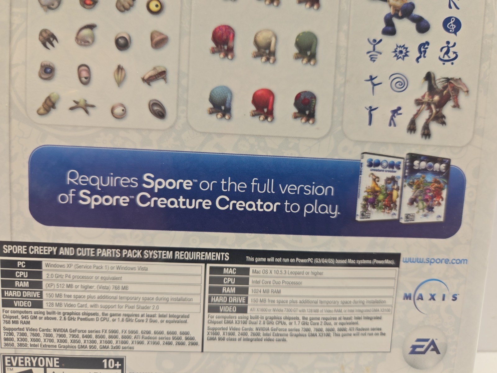 Spore Creepy & Cute Parts Pack PC Mac Expansion Pack 2008 Electronic Arts Comple