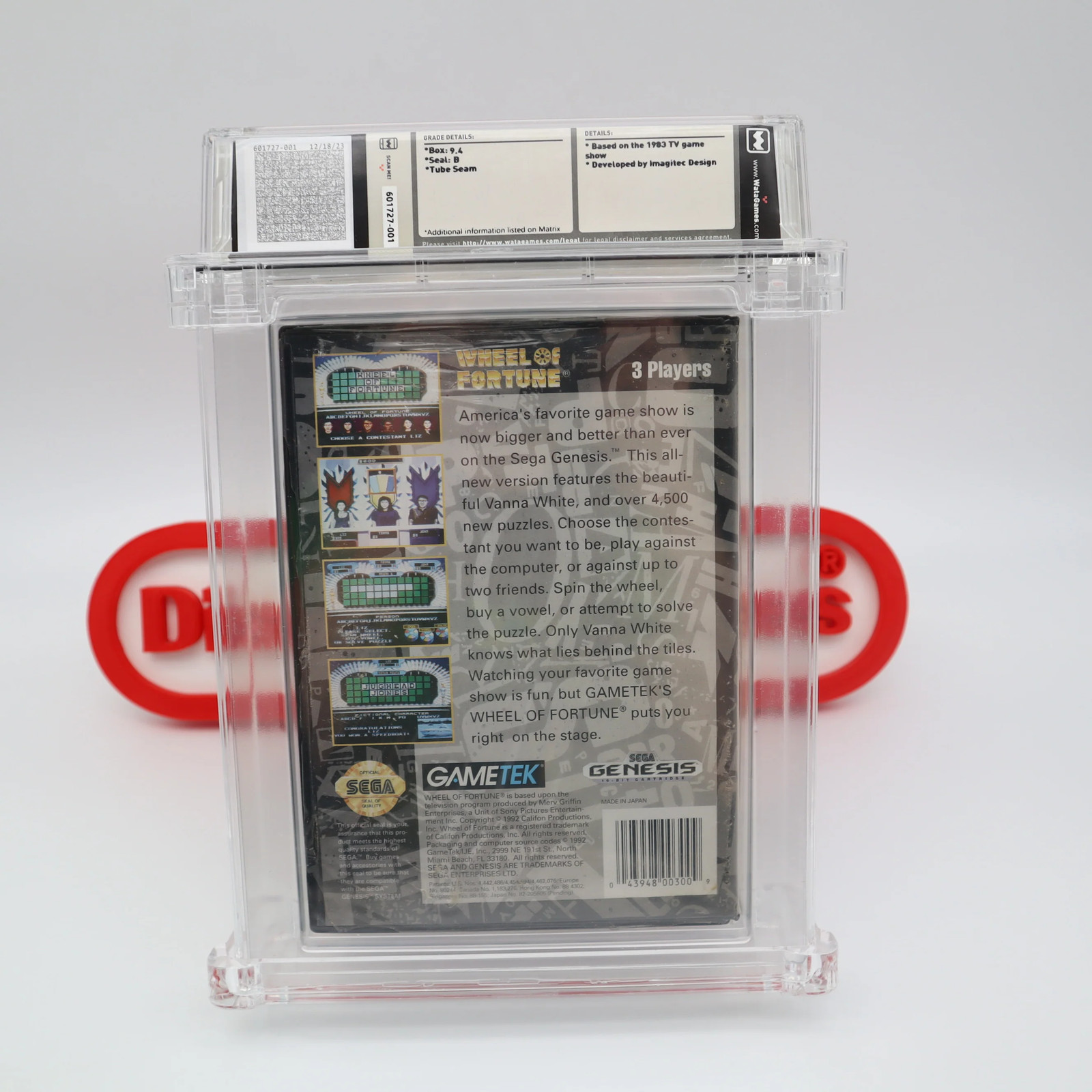 Sega Genesis WHEEL OF FORTUNE – CLAMSHELL CASE! WATA GRADED 9.4 B! NEW & Sealed!