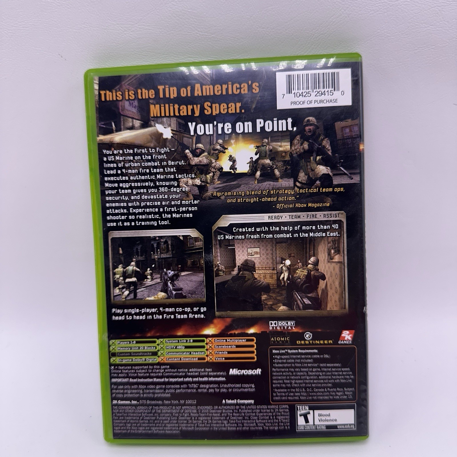 Close Combat: First to Fight (Microsoft Xbox, 2005) CIB