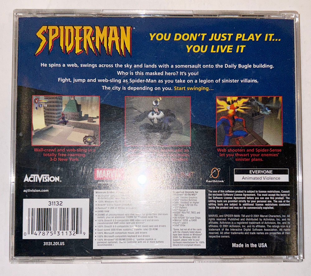 2001 Activision Spider-Man PC Game No Code. Web-Slinger!