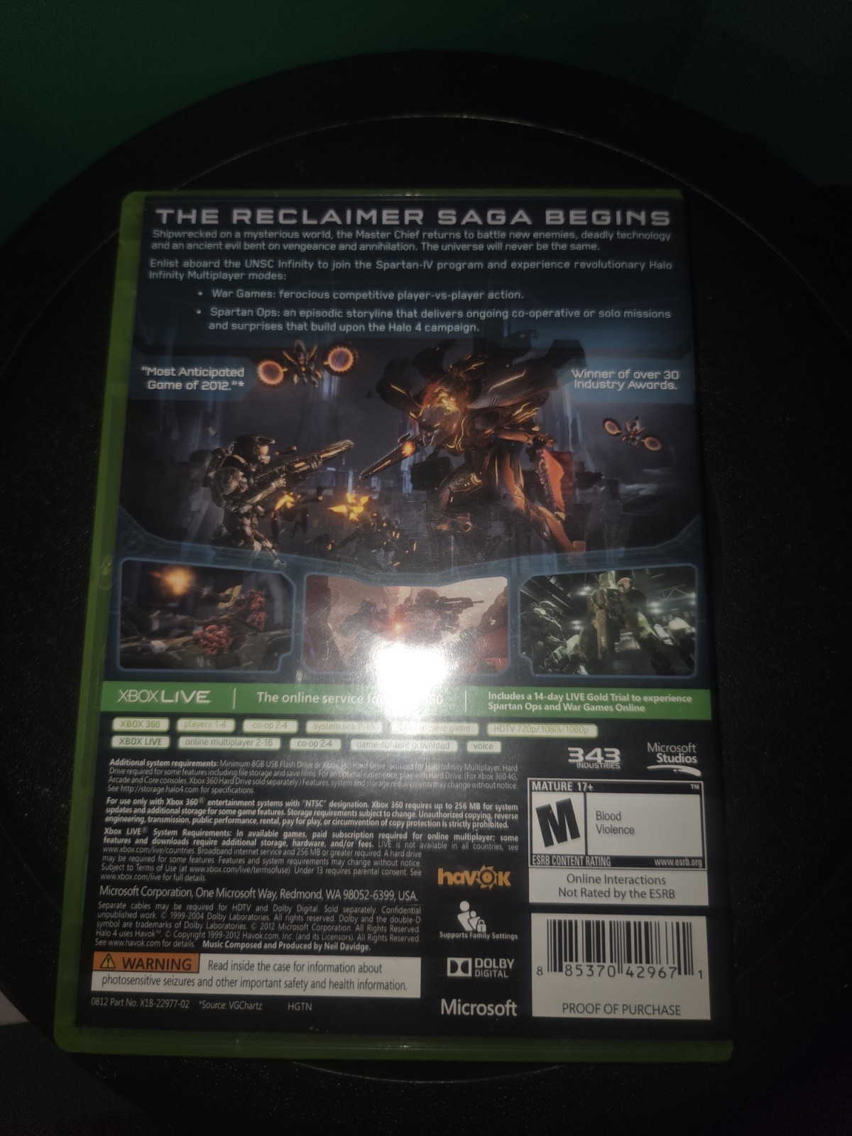 Halo 4 TESTED & WORKS- Microsoft Xbox 360 Lt36-B2