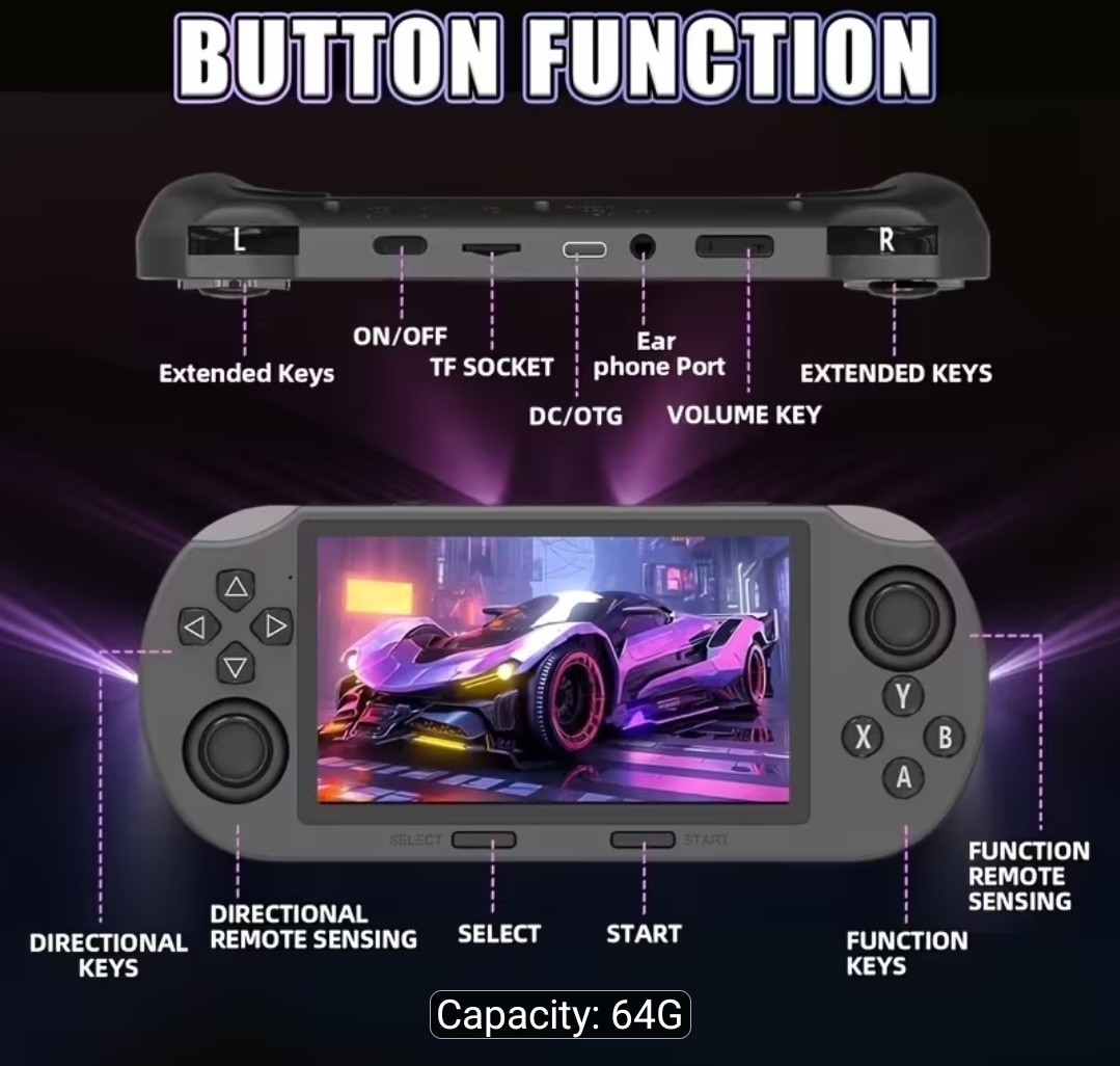 Vintage Handheld Portable Game Runs On Linux, Built-in 3000mAh Battery an USB Ch