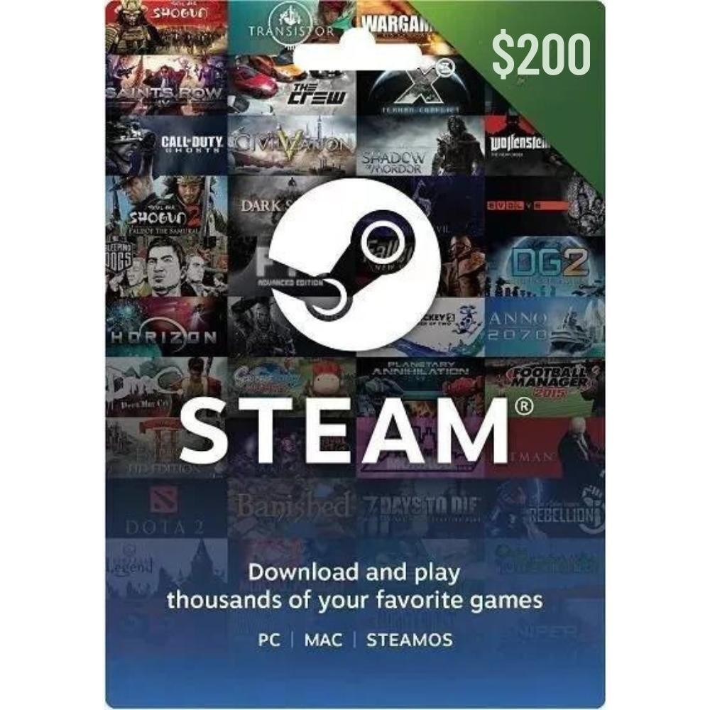 Steam Gift Card 200$ Pc Prepaid Gift Card Game Card