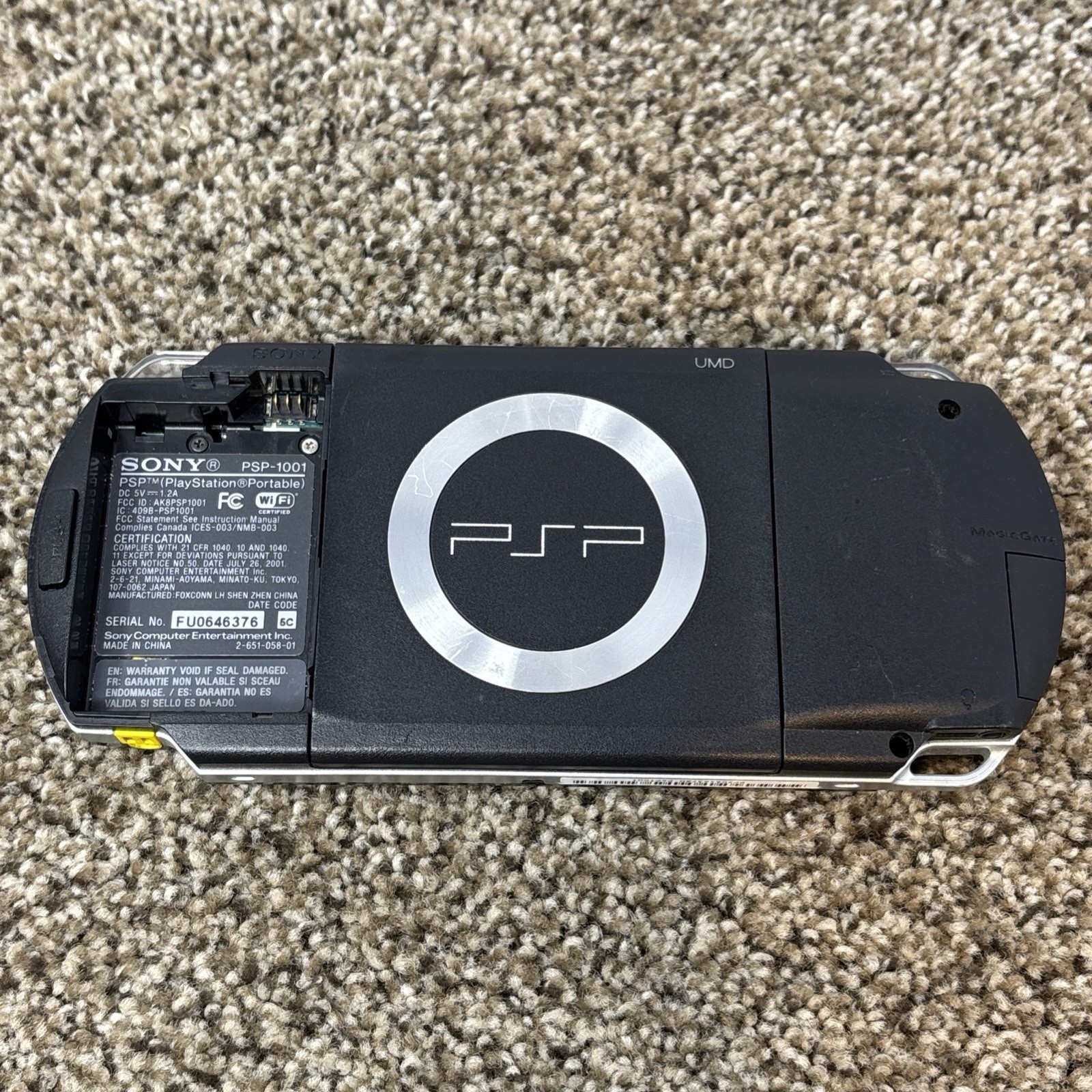 Sony PSP-1001 Handheld Console Black Tested NO BATTERY OR COVER