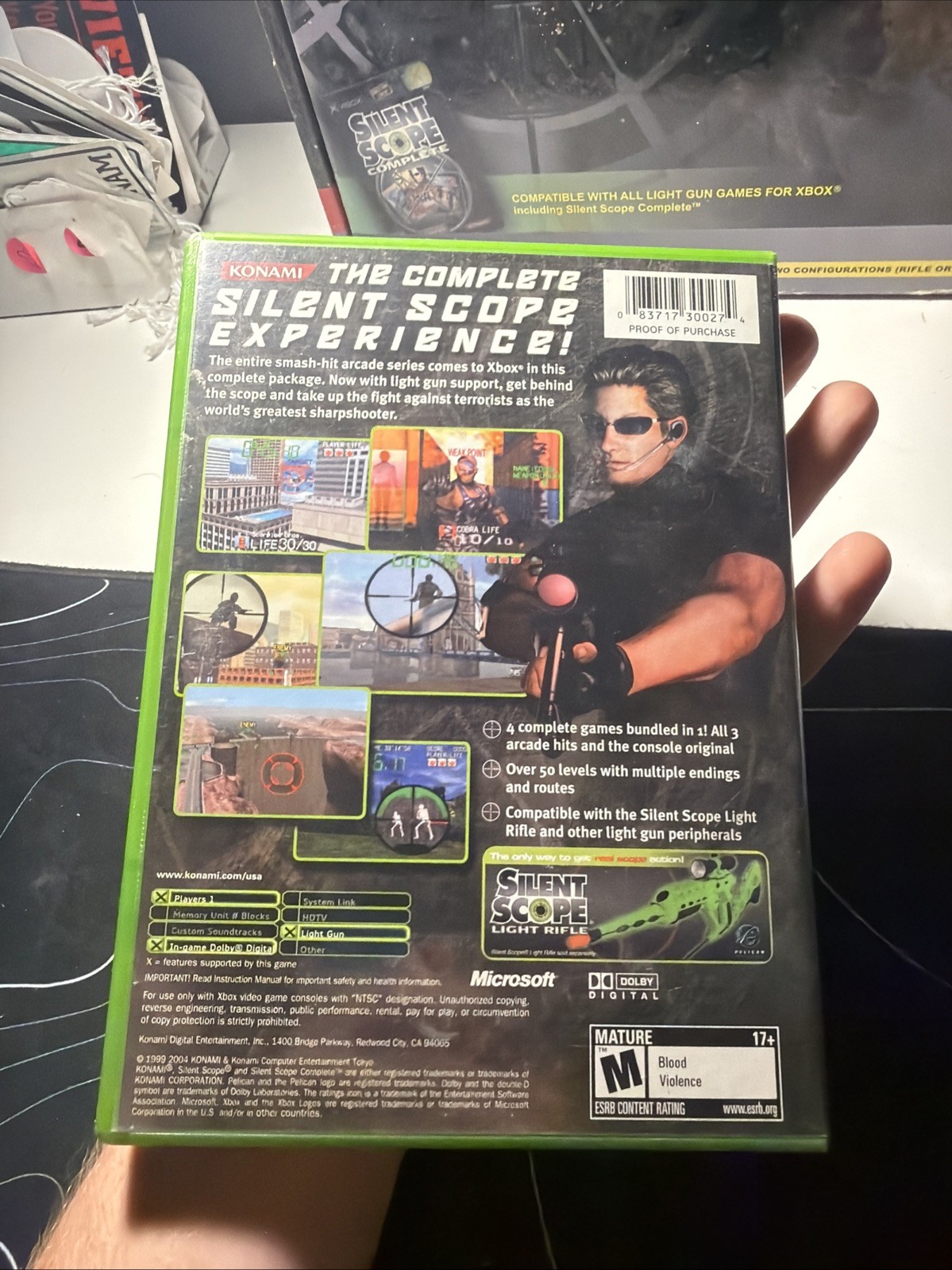 Microsoft Xbox Silent Scope Light Rifle With Game + Box