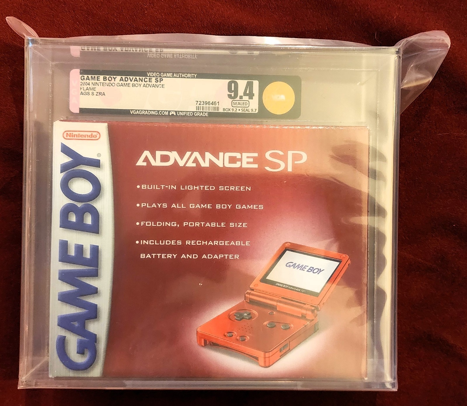Graded 9.4 Nintendo Game Boy Advance SP Handheld System – Flame Red, LOOK!