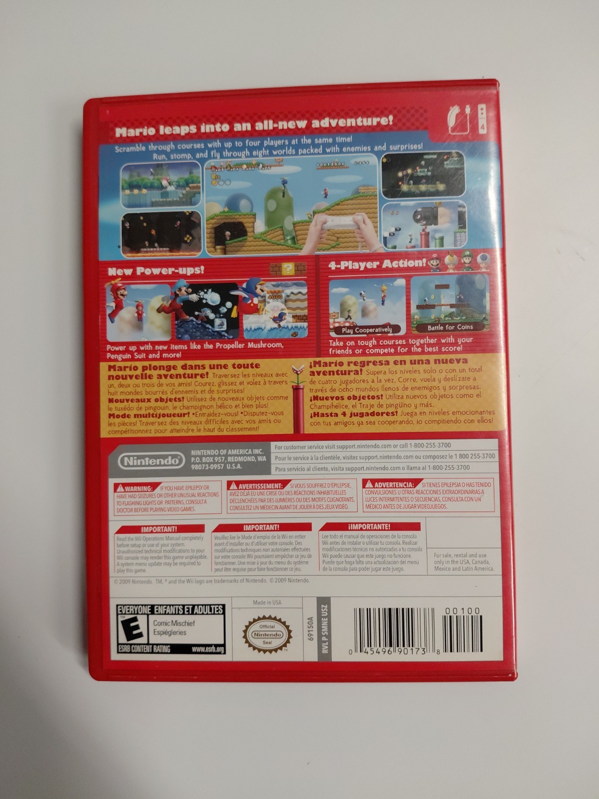 Nintendo Super Mario Bros. Wii Complete Case Manual Multiplayer Platformer
