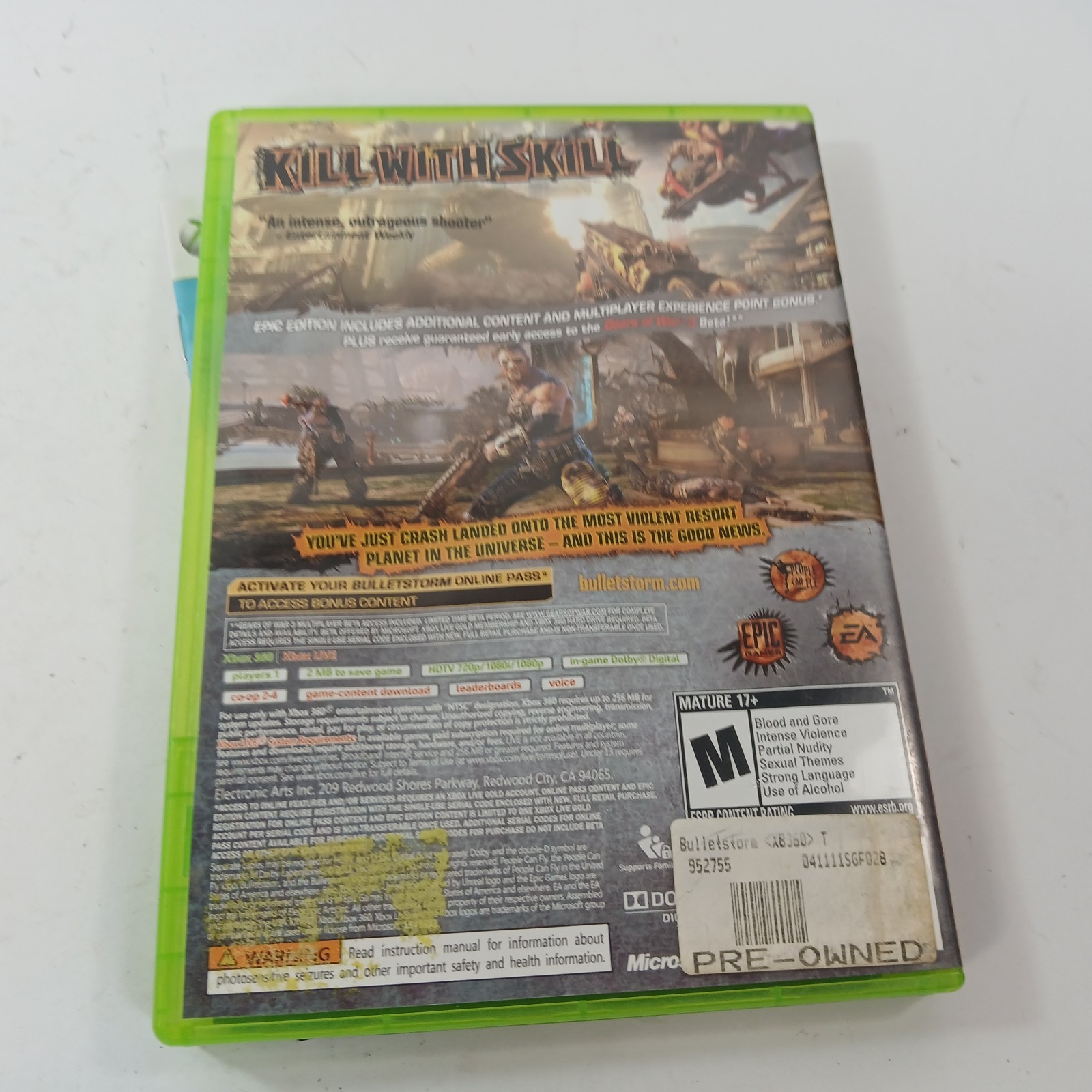 Bulletstorm — Epic Edition (Microsoft Xbox 360, 2011) CIB *TESTED*