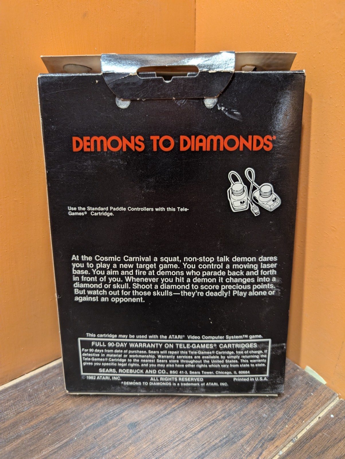 RARE CIB Demons to Diamonds Sears Tele-Games Atari 1982 6 Video Game Black Box