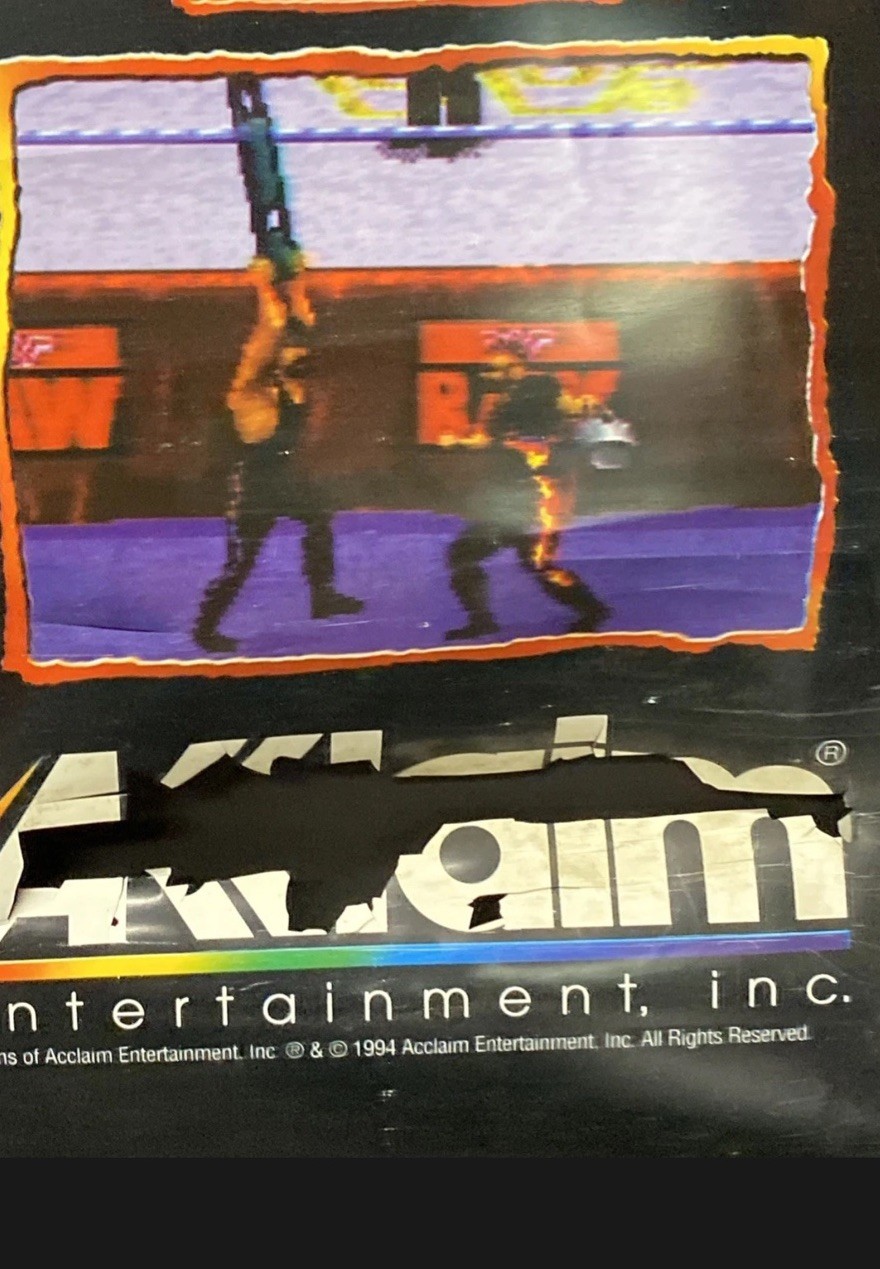 WWF RAW WrestleMania Nintendo SNES Sega Store Display Poster WWE Banner Standee