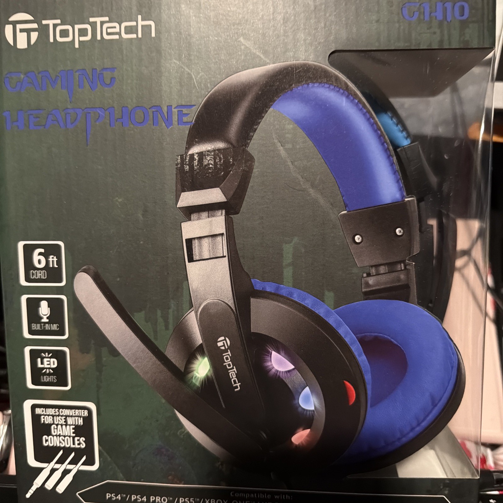 TopTech Gaming Headphone CH10 Game Consoles color-changing LED (NEW)