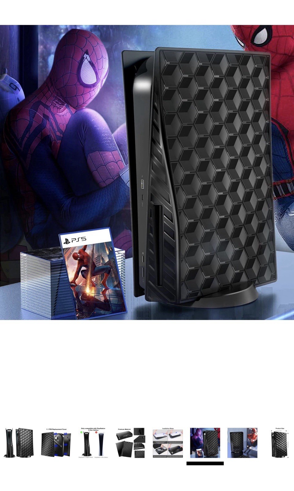 PS5 Disc Edition Black Faceplate Cover Shell Hard Case Anti Scratch Dustproof