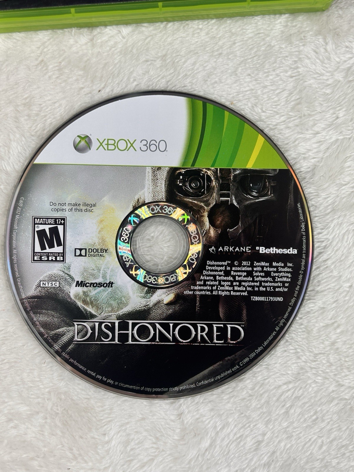Dishonored (Microsoft Xbox 360, 2012) Complete with Manual Tested