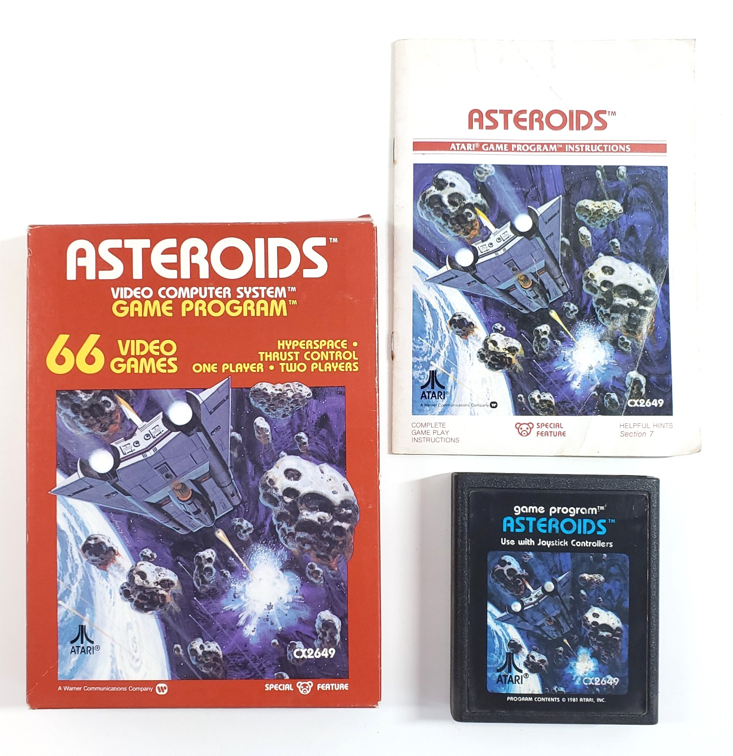 Atari 2600 Asteroids 1981 Game CX 2649 Cartridge w Manual and Box