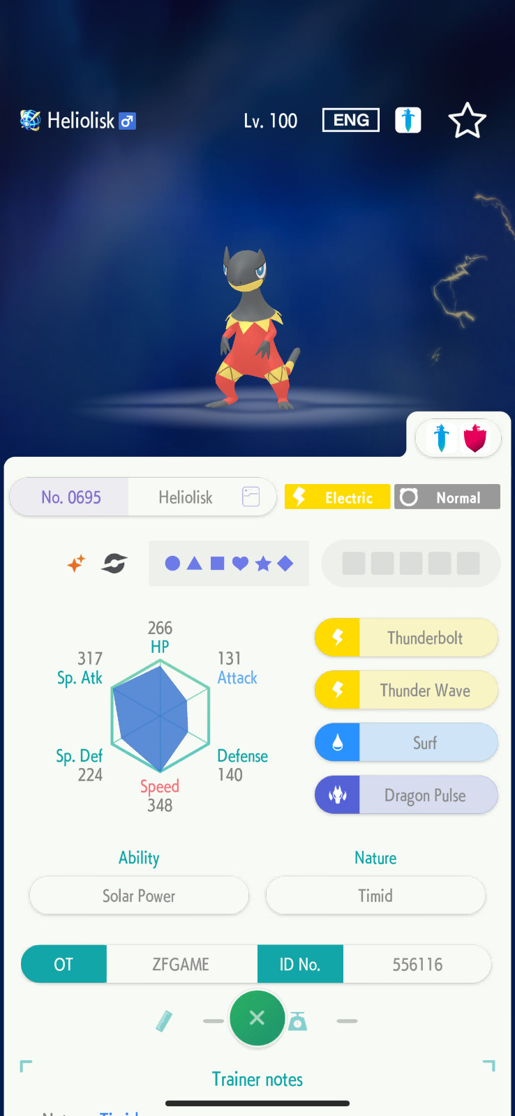 ✨6IV SHINY Heliolisk + EVS🚀 POKEMON HOME✨Champions✨Online delivery⚡