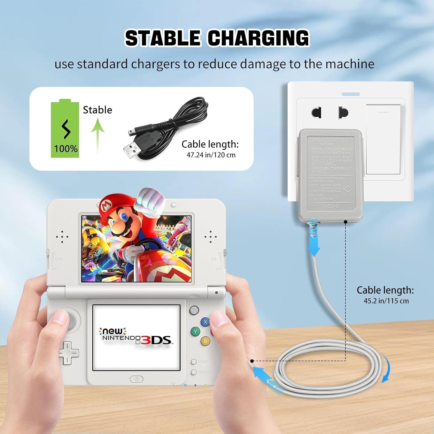 AC Adapter Home Wall Charger Cable for Nintendo DSi/ 2DS/ 3DS/ DSi XL System