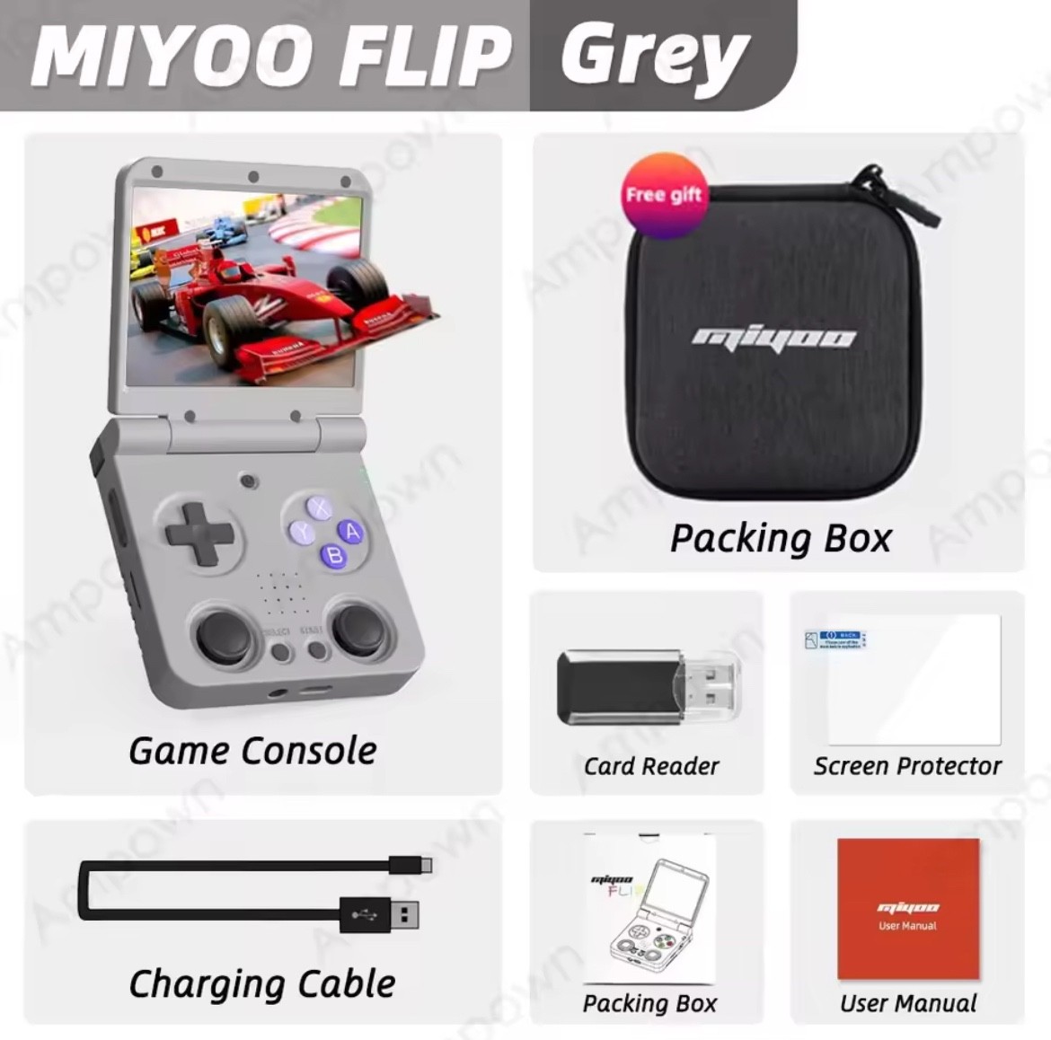 MIYOO Flip V2 Handheld Game Players 3.5”IPS Screen Linux System Onion OS Video