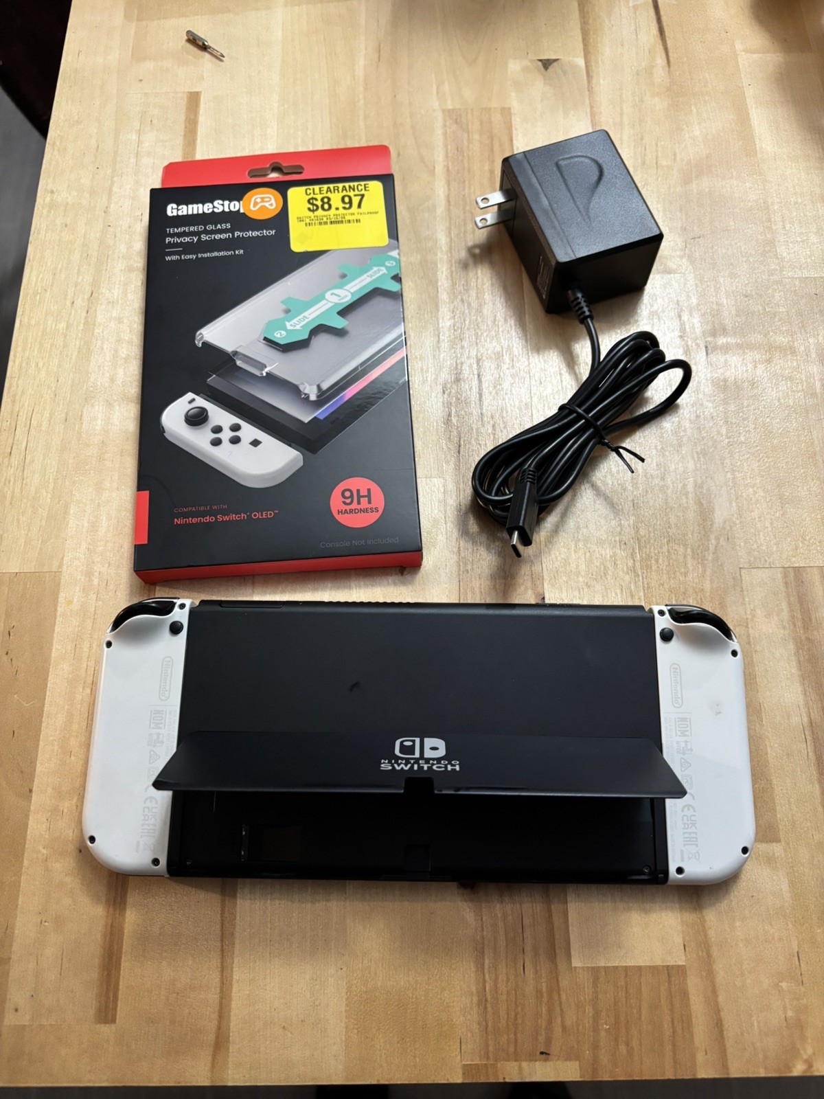 Nintendo Switch OLED Model 64GB White No Dock w/ Charger + protector TMR sticks