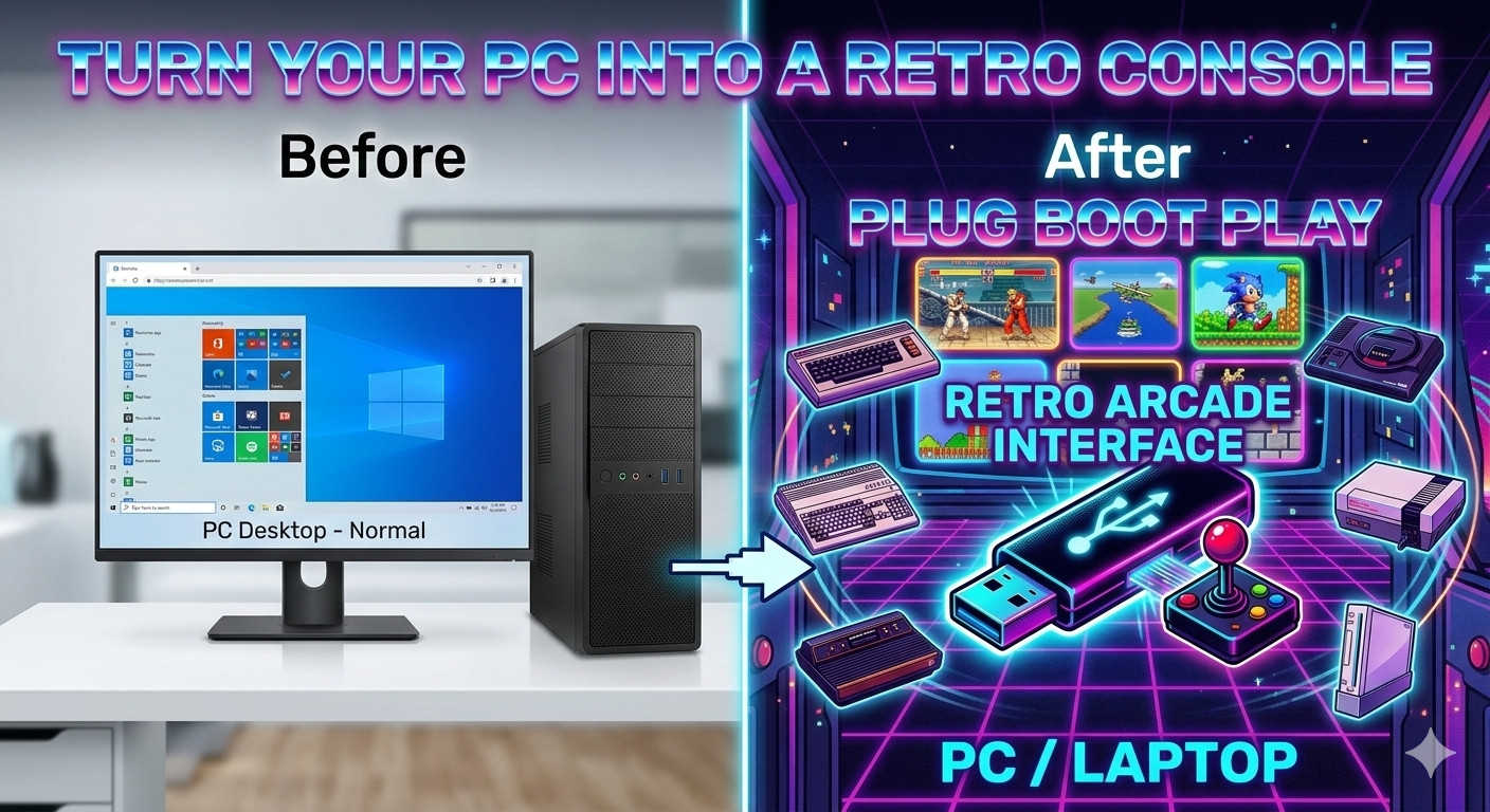 Batocera Retro Gaming USB Drive – Plug & Play for Old and New Pc