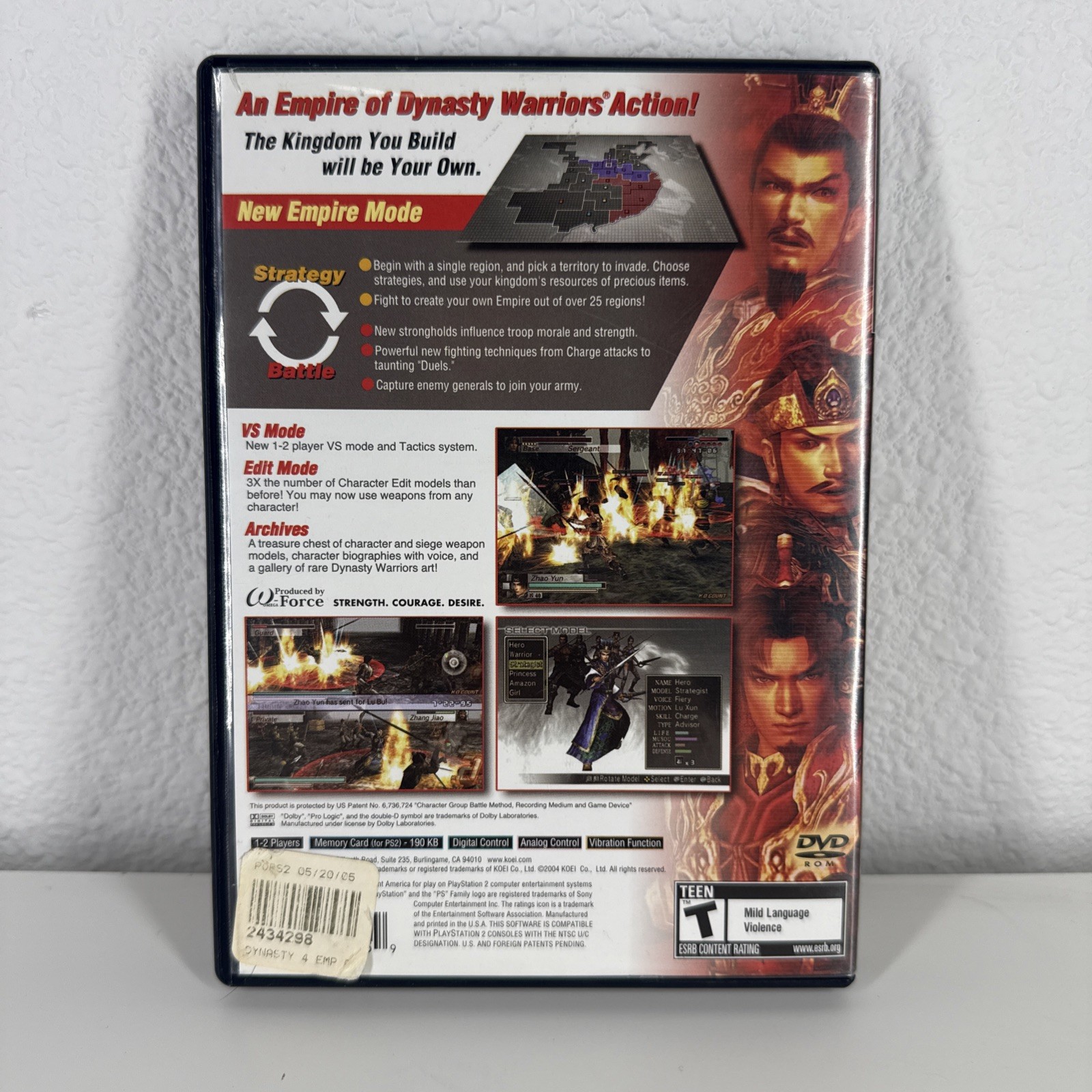 Dynasty Warriors 4: Empires (Sony PlayStation 2, 2004) PS2 CIB Complete Manual