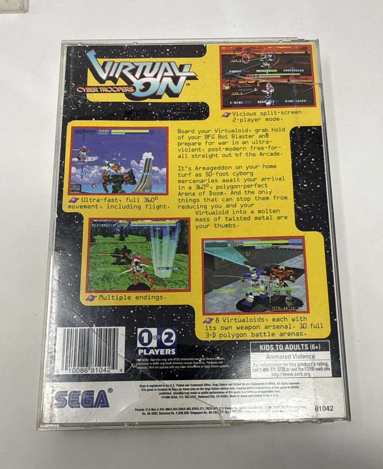 Virtual-On Cyber Troopers (Sega Saturn, 1996) NO MANUAL Tested Works Free Ship