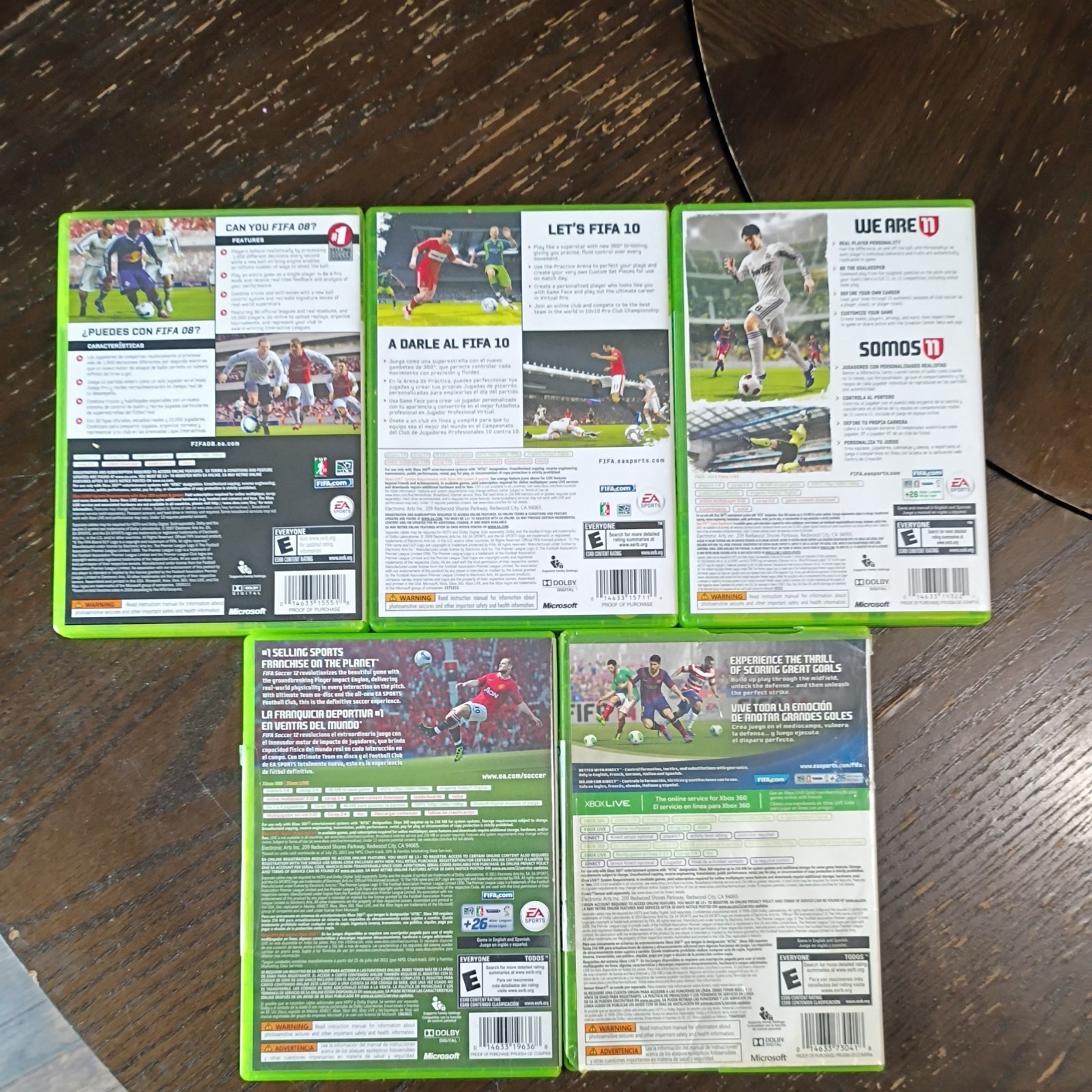 Xbox 360 Fifa 08,10,11,12,14 Game Lot Bundle Soccer Football