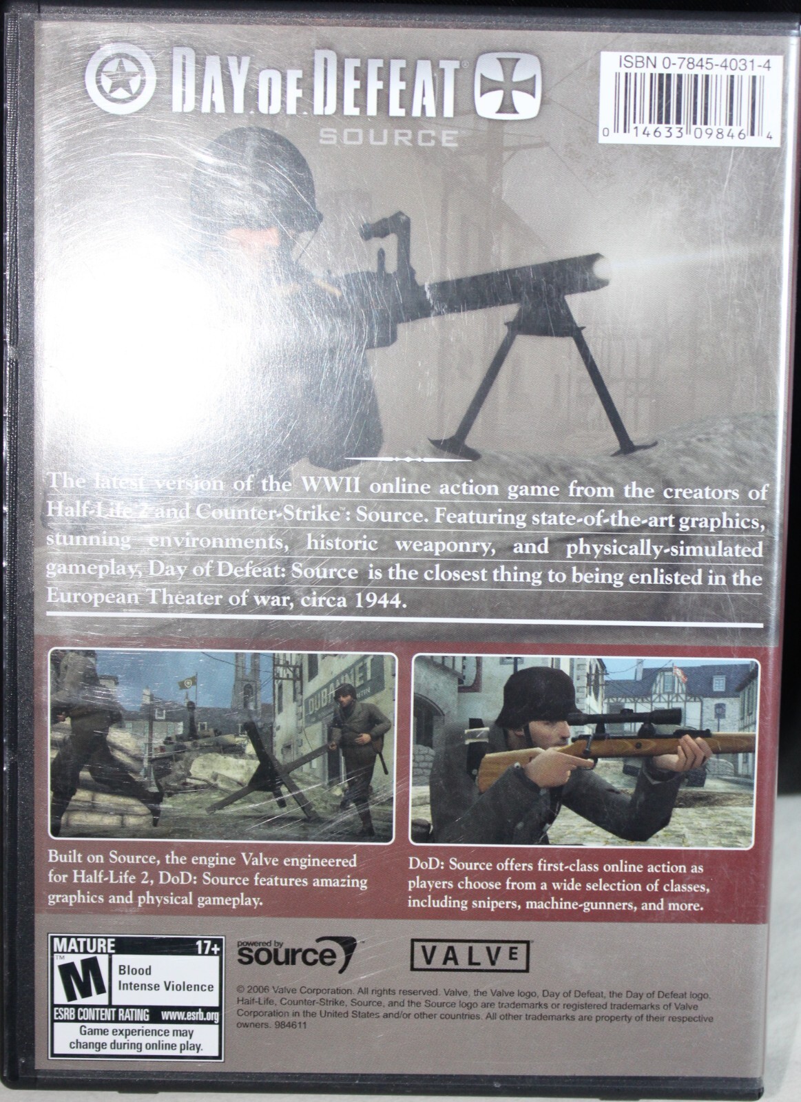 Day of Defeat: Source WWII Video Game (PC DVD-ROM, 2006 Valve) used