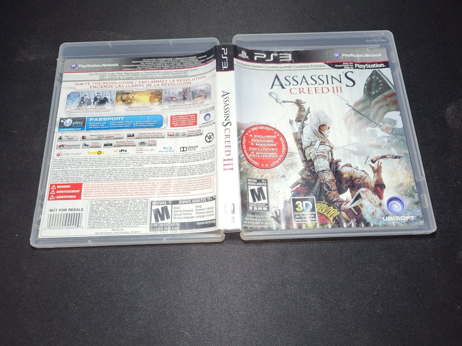 Assassin’s Creed III 3 Black Label Sony Playstation 3 PS3 EX+NM disc COMPLETE-wd