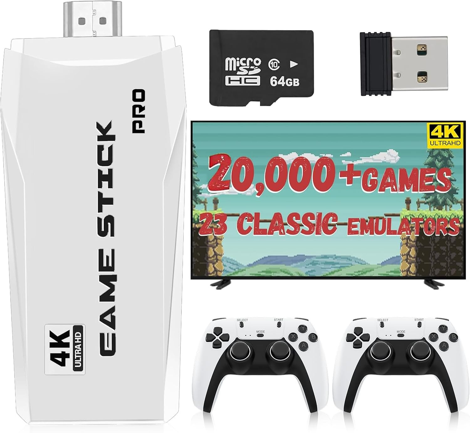 Retro Game Console with 20,000+ Games, 4K HDMI, and Wireless Controllers