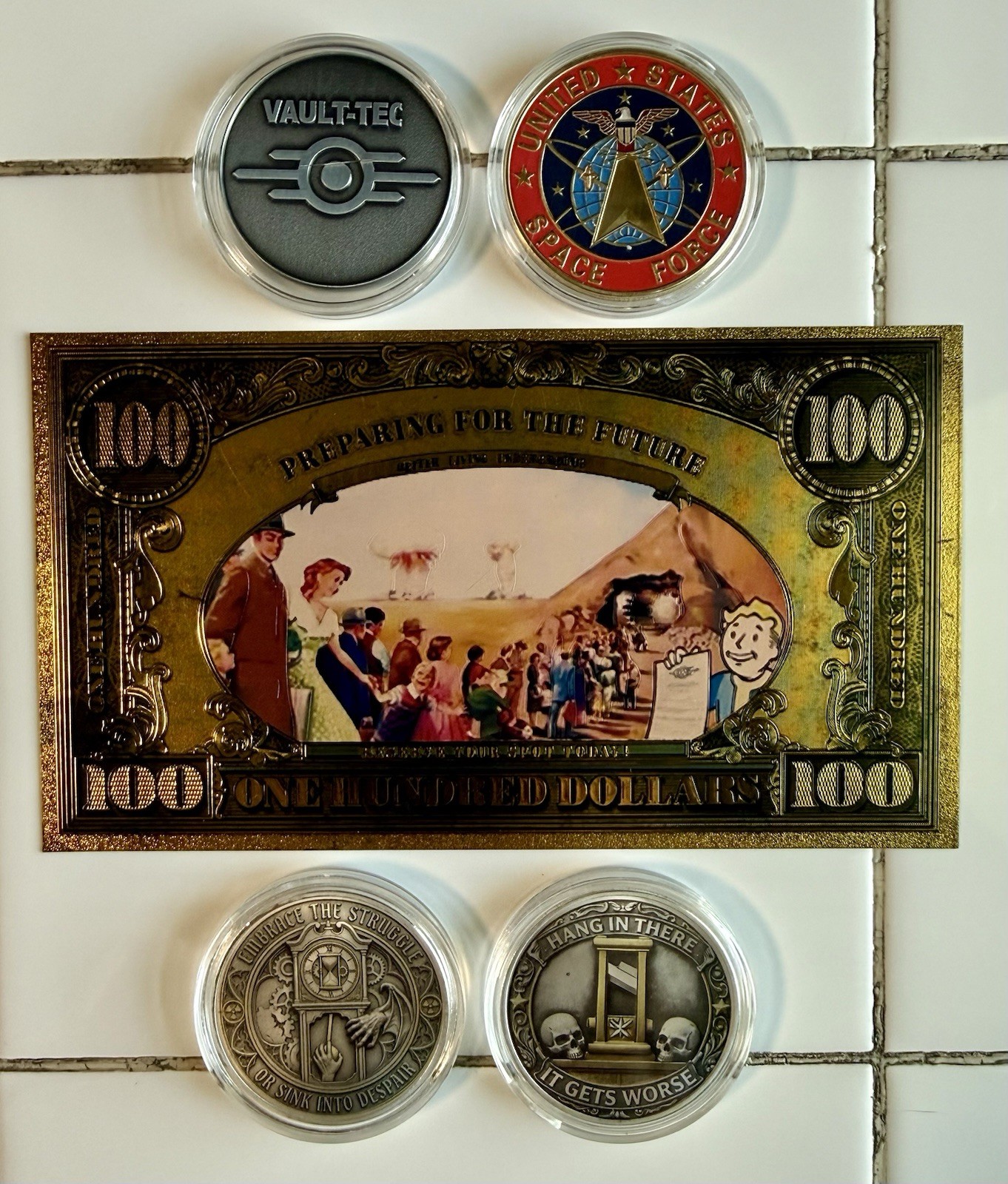 FALLOUT (Vault Boy) UNITED STATES SPACE FORCE & VAULT-TEC (Novelty Coins & Bill)