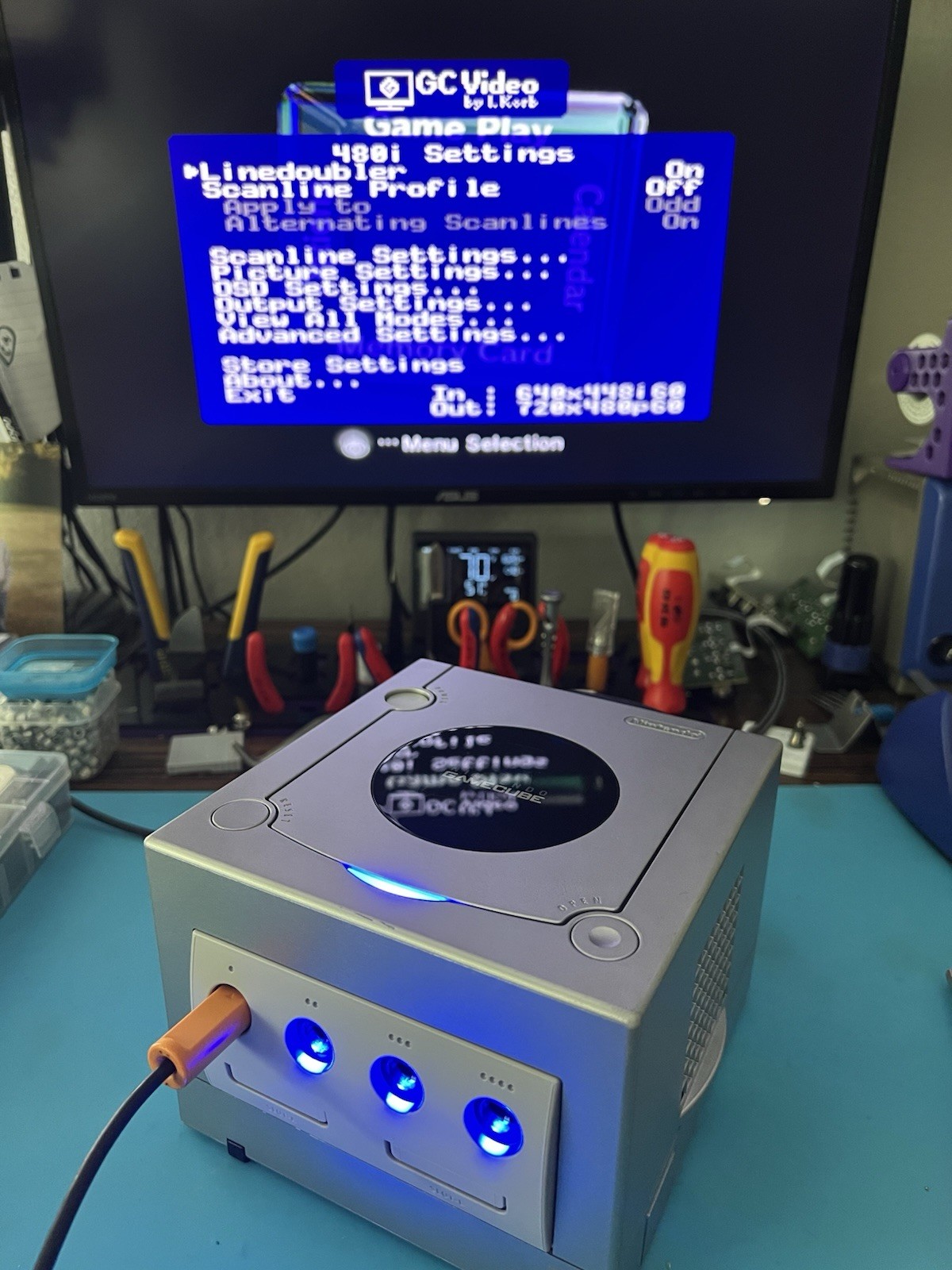 Nintendo GameCube Controller Board-Fresh Battery and Custom LEDs Install Service