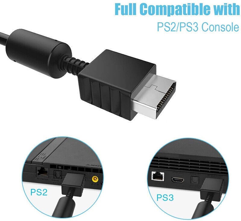 1/2 PS2 FAT Audio AV RCA+AC Cable Power Supply Adapter Cord For Sony Playstation