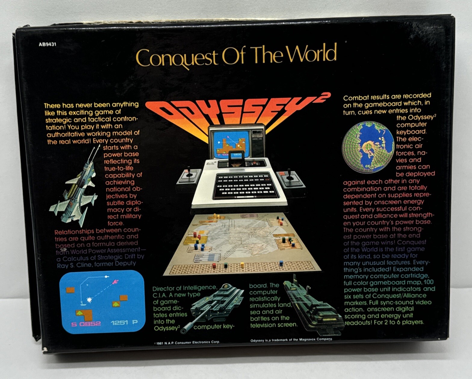 Magnavox Odyssey 2 Conquest Of The World Box Board Game MISSING PWR BASE UNITS