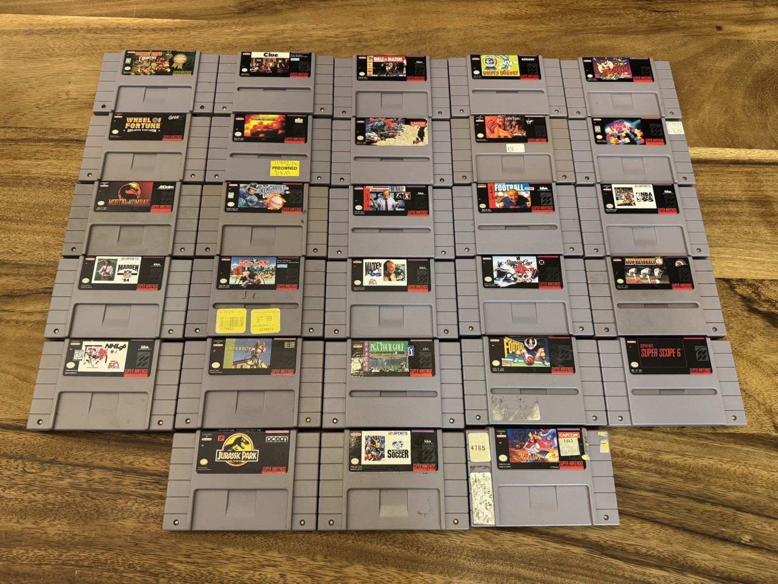 Super Nintendo SNES 28x Different Video Game Lot-Mortal Kombat-Donkey Kong-Clue