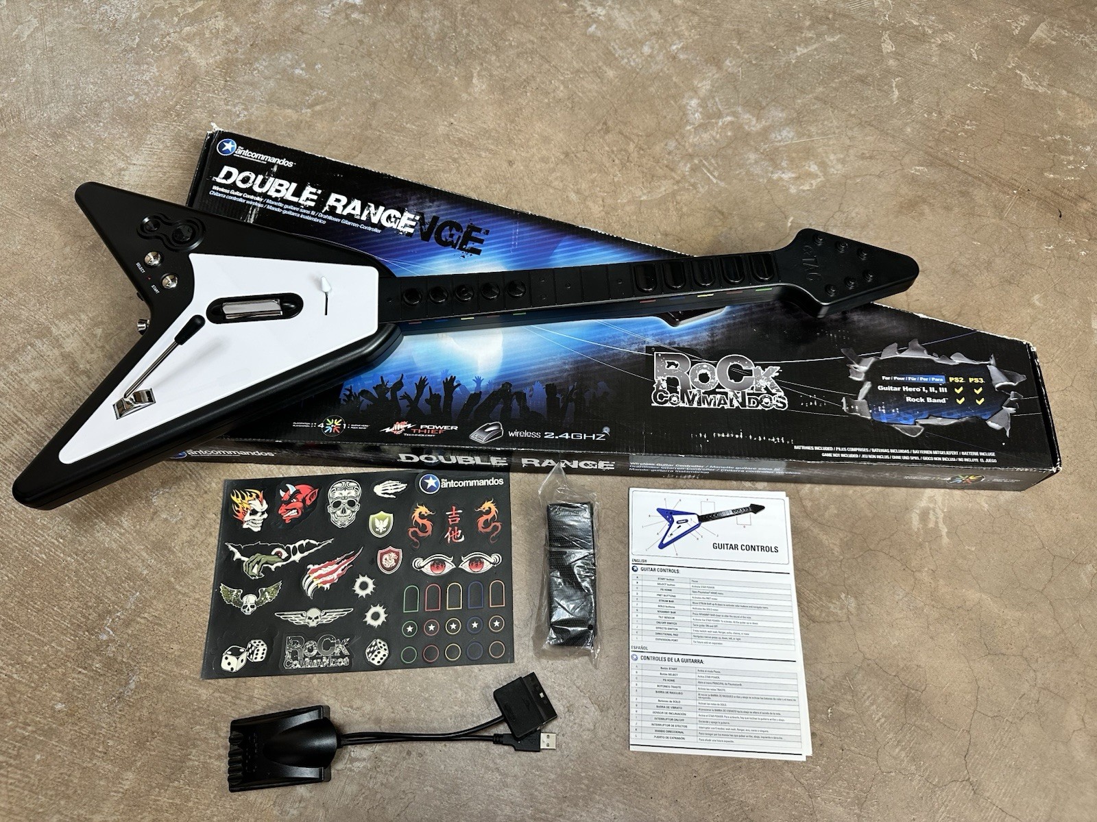 Ant Commandos TAC Flying V Wireless Guitar Hero PS2 DRV-WL-BLKV3