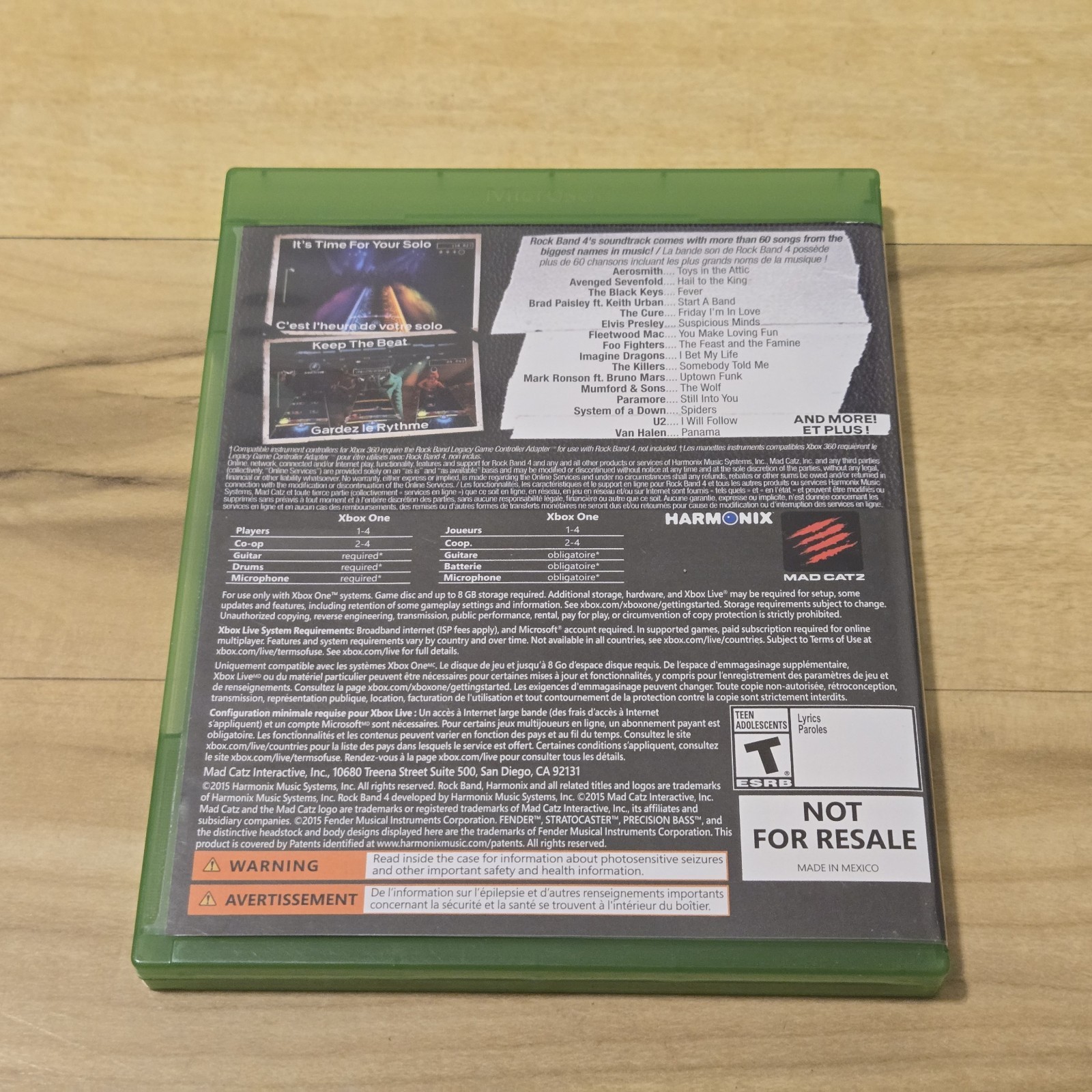 Rock Band 4 (Microsoft Xbox One, 2015) Game & Case – Tested Working CIB