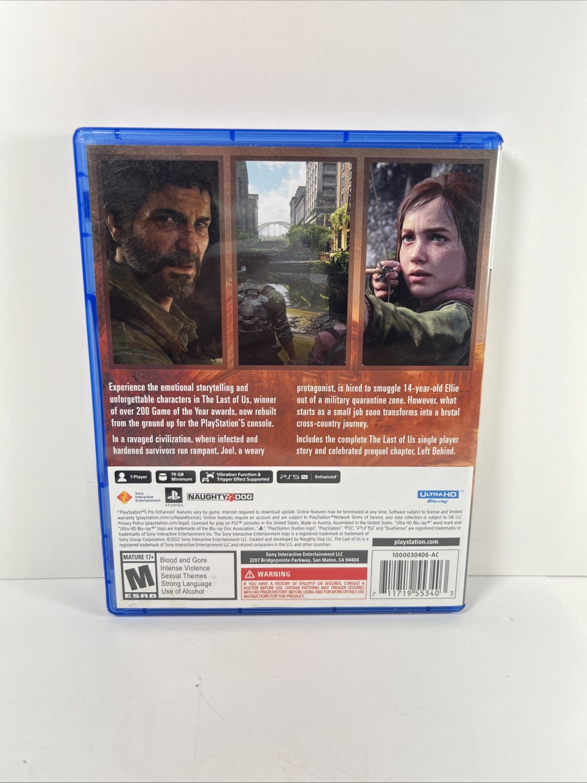 Sony The Last of Us Part I PS5 M Action Adventure NTSC-U/C Ultra HD Blu-ray Case