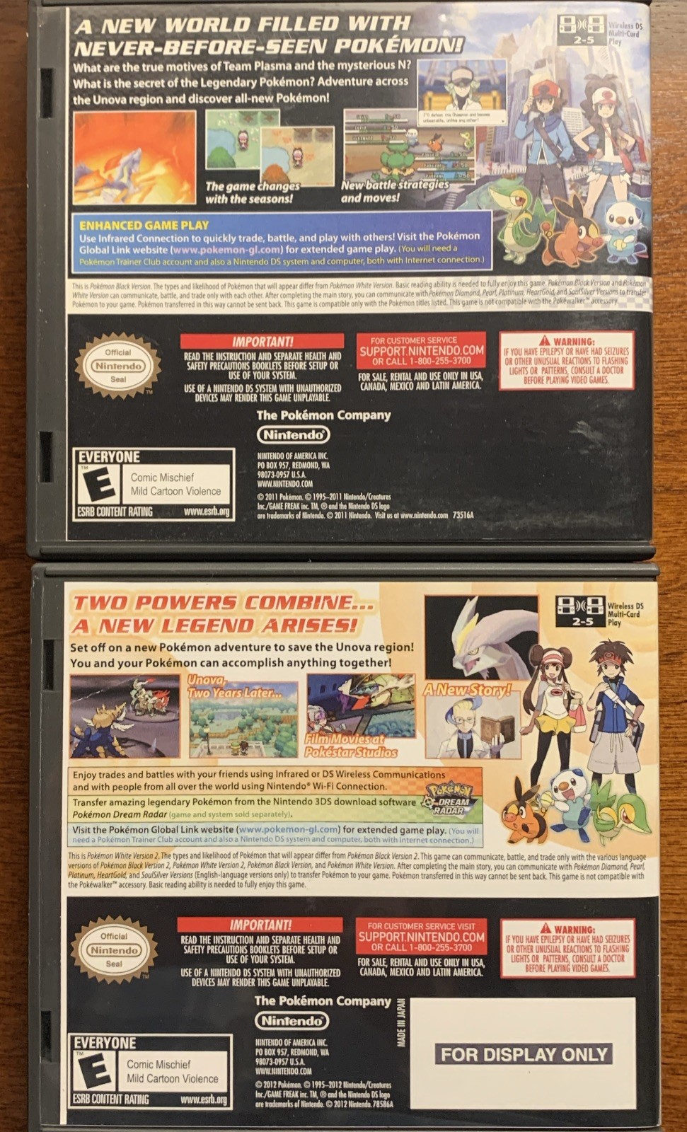 Pokemon White 2 + Black Nintendo DS Replacement Cases Only NO GAMES – Bundle